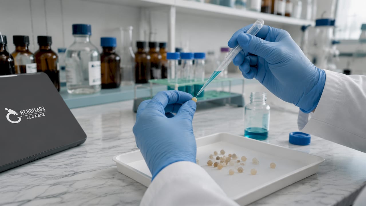 Gants adaptés pour la manipulation de résines lors de la synthèse peptidique en phase solide (SPPS)