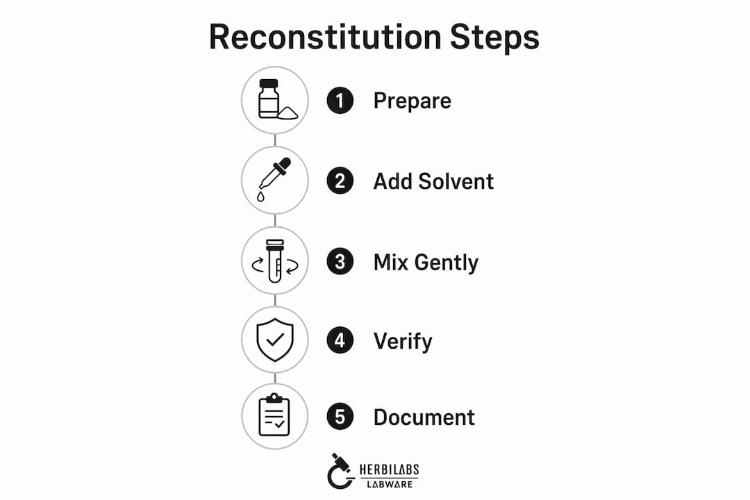 Infographic showing reconstitution step-by-step process