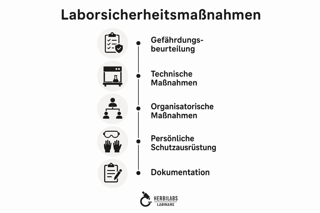 Diese Infografik veranschaulicht die wichtigsten Schritte für mehr Sicherheit im Labor.