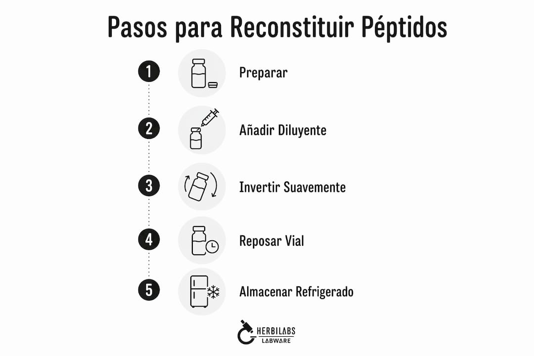 Guía visual: cómo preparar correctamente soluciones peptídicas paso a paso