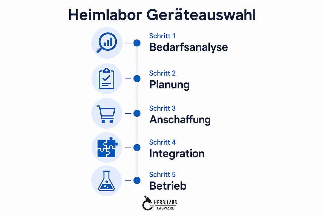 Schritt-für-Schritt-Infografik: So finden Sie die passenden Geräte für Ihr Heimlabor