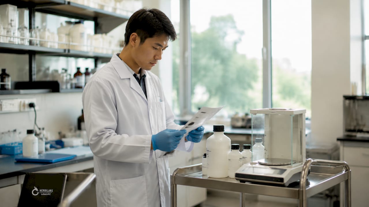 Hands holding lab hazard assessment form