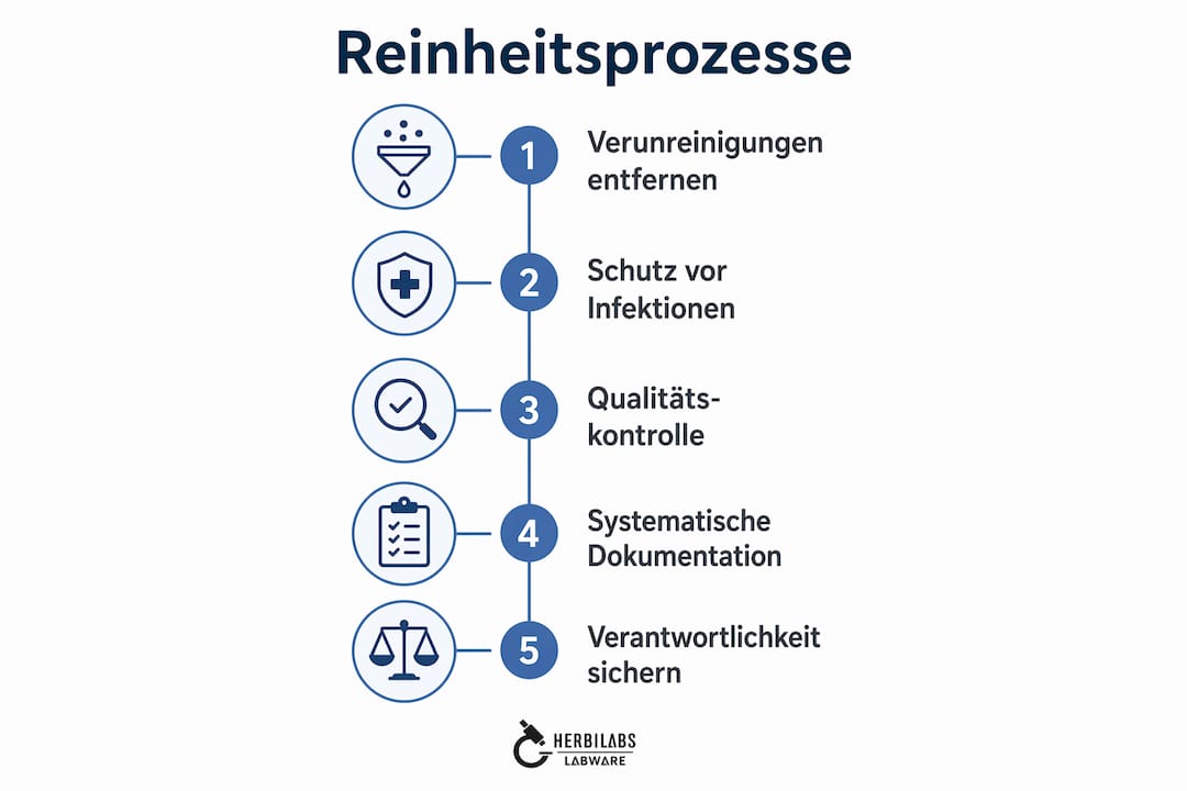 Grafik zur Darstellung der verschiedenen Reinheitsgrade im Gesundheitswesen und in der Forschung