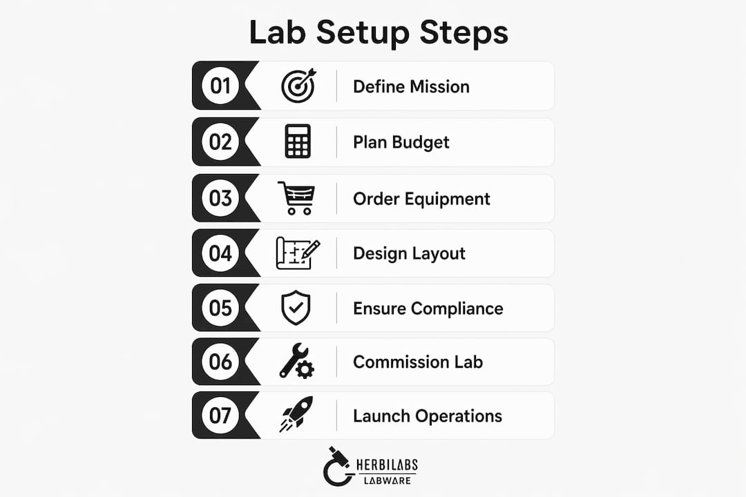 Infographic showing step-by-step lab setup process
