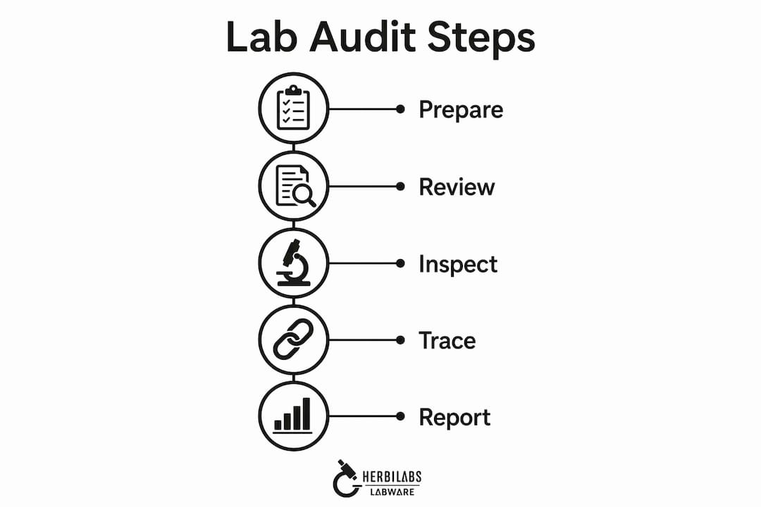 Infographic illustrating lab audit process steps