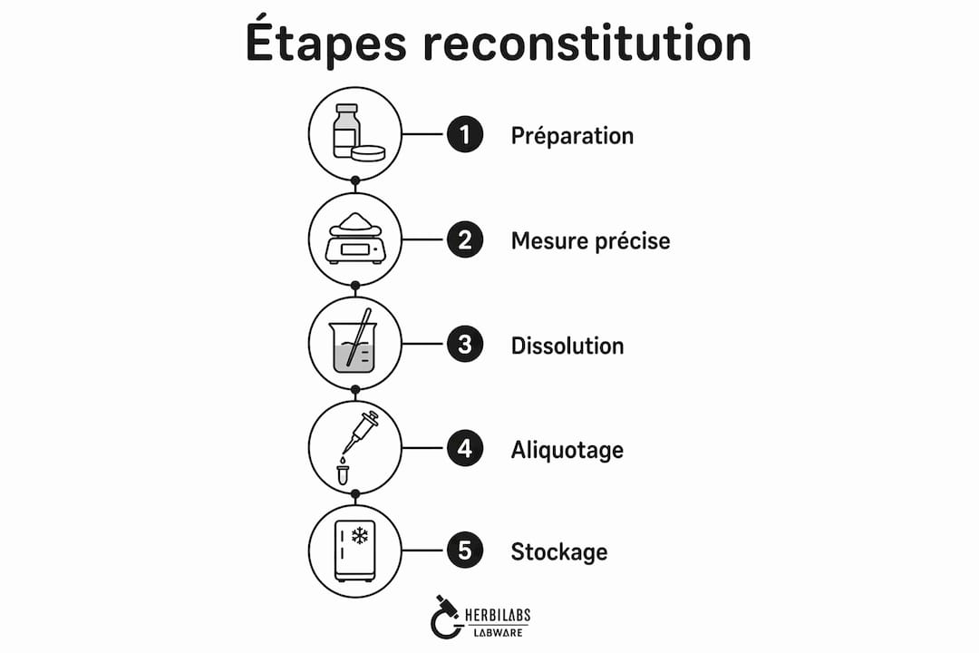 Infographie : les différentes étapes pour reconstituer un peptide
