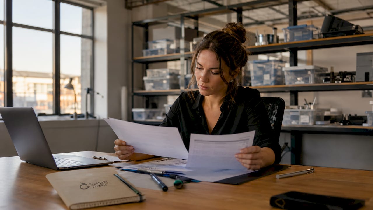 Ein Qualitätsmanager sorgt dafür, dass die Produktionsabläufe im Werk den hohen Qualitätsstandards entsprechen und kontrolliert regelmäßig die Einhaltung dieser Vorgaben.