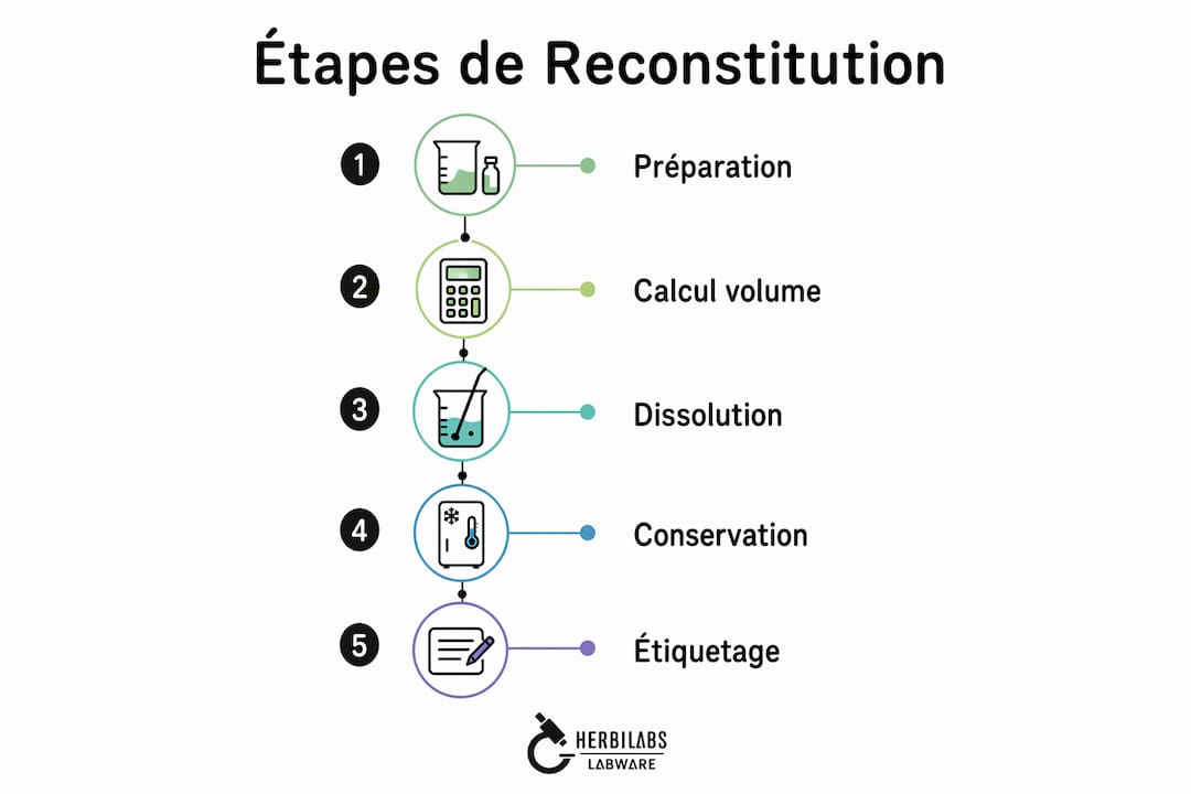 Schéma pratique : les étapes essentielles pour réussir la reconstitution des peptides