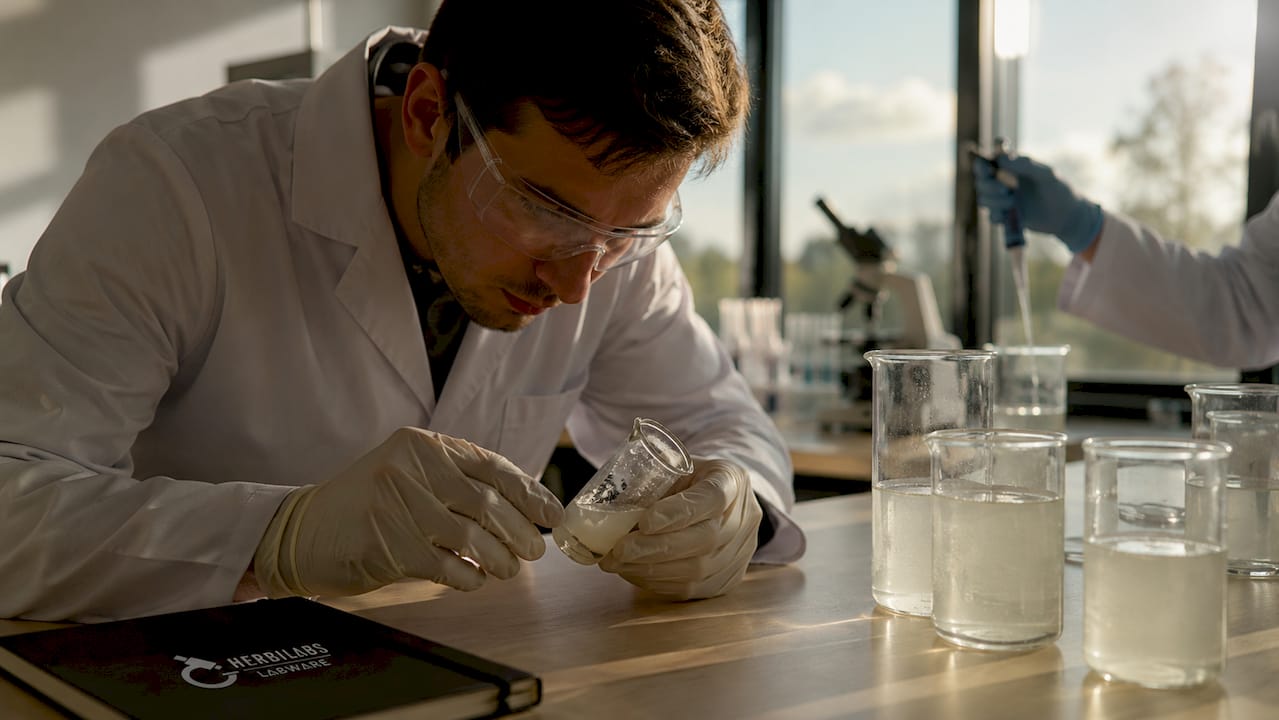 Detailaufnahme eines beschädigten Peptids neben Leitungswasser