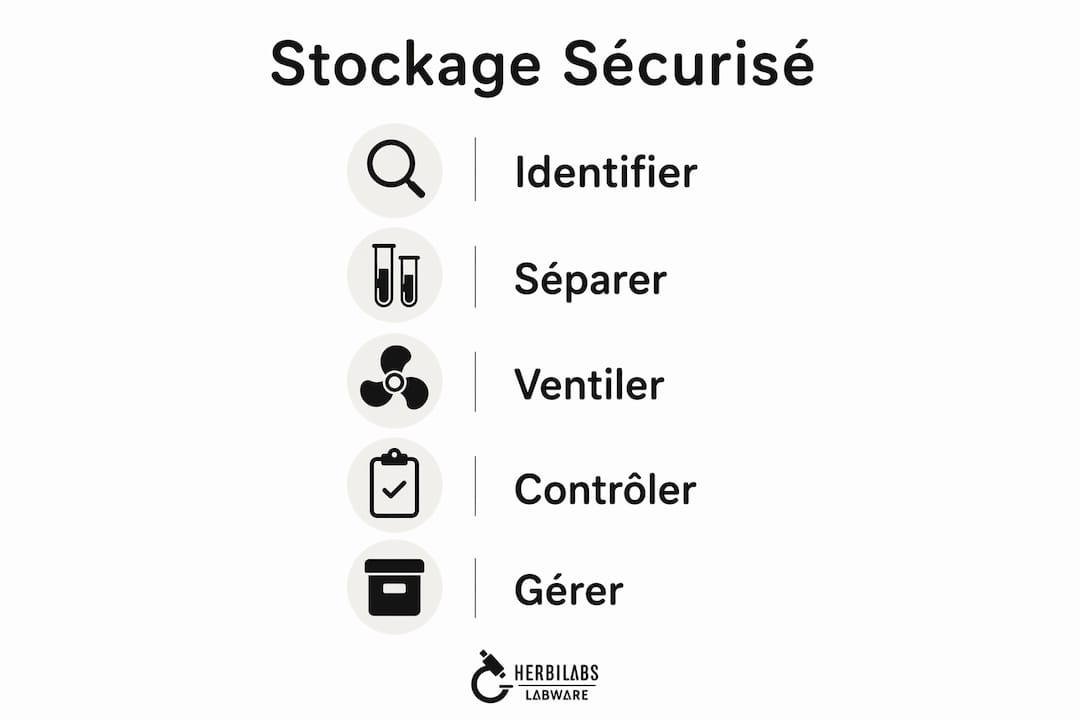 Schéma des bonnes pratiques pour un stockage sécurisé des réactifs