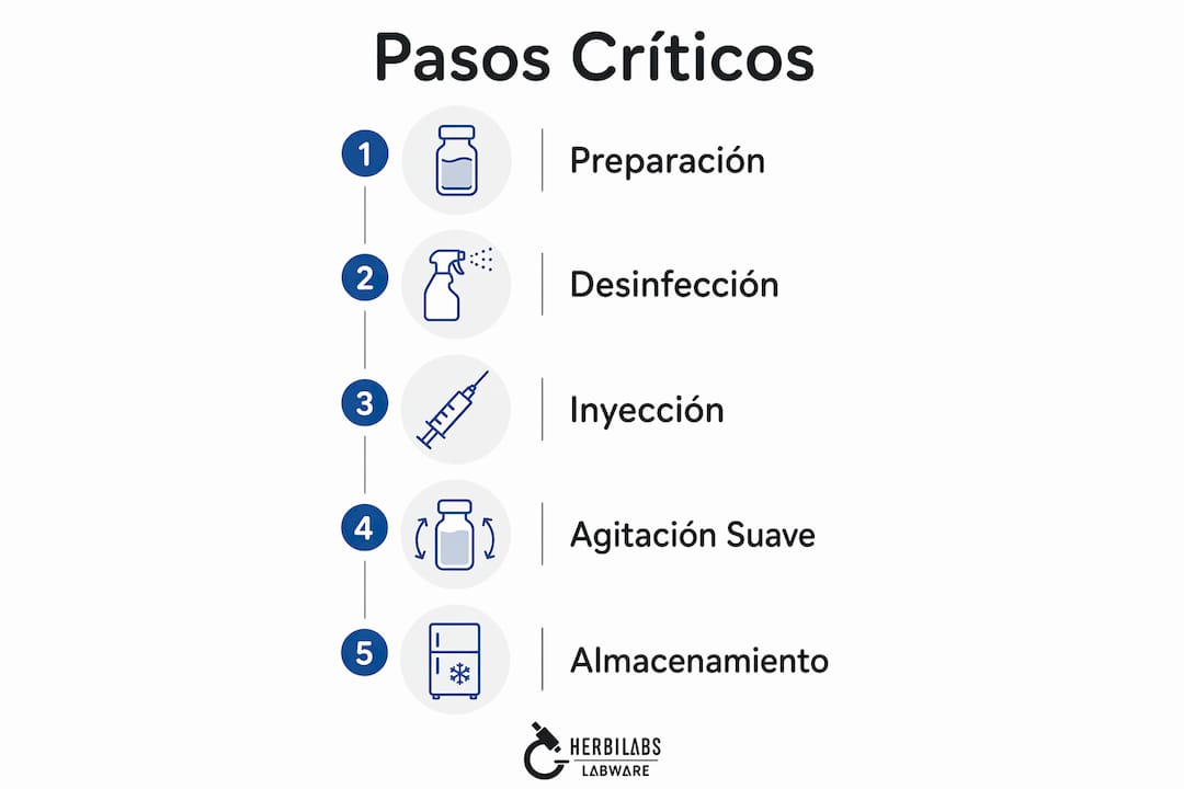Infografía con los pasos esenciales para una técnica aséptica correcta