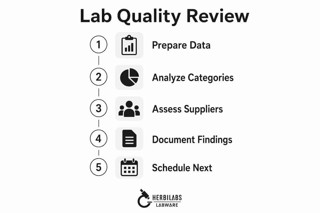 Infographic showing lab product quality review steps