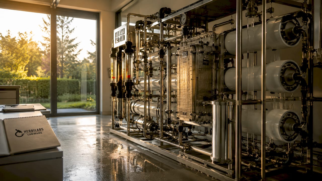 Umkehr-Osmose-Anlage zur Wasseraufbereitung im Laborbetrieb
