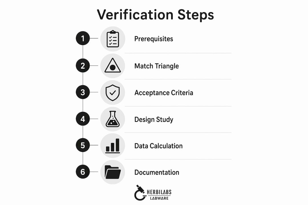 Infographic showing step-by-step reagent verification workflow