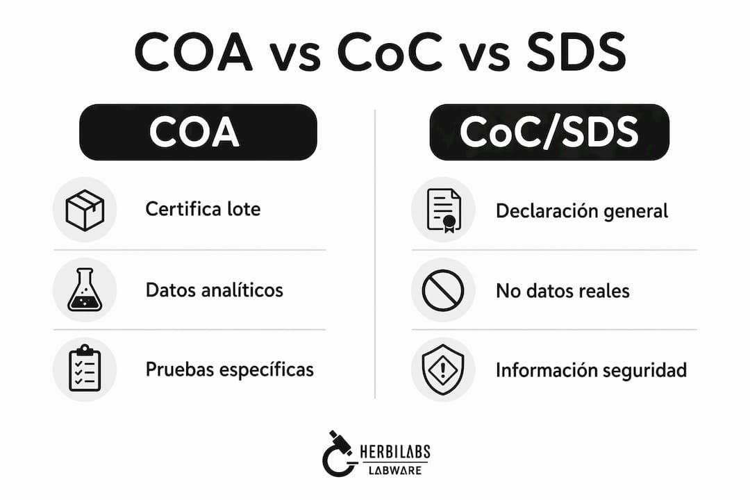 Infografía: diferencias clave entre COA, CoC y SDS