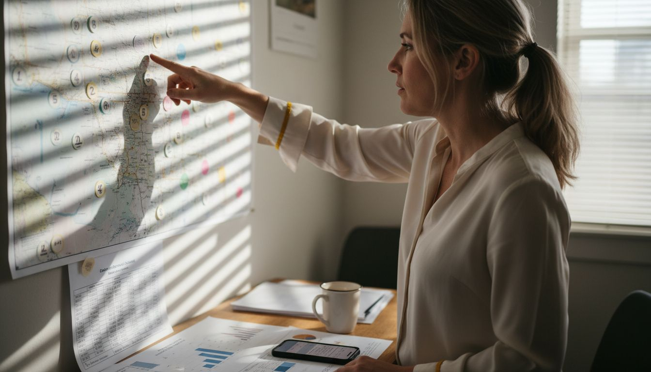 Agent using maps in brokerage office