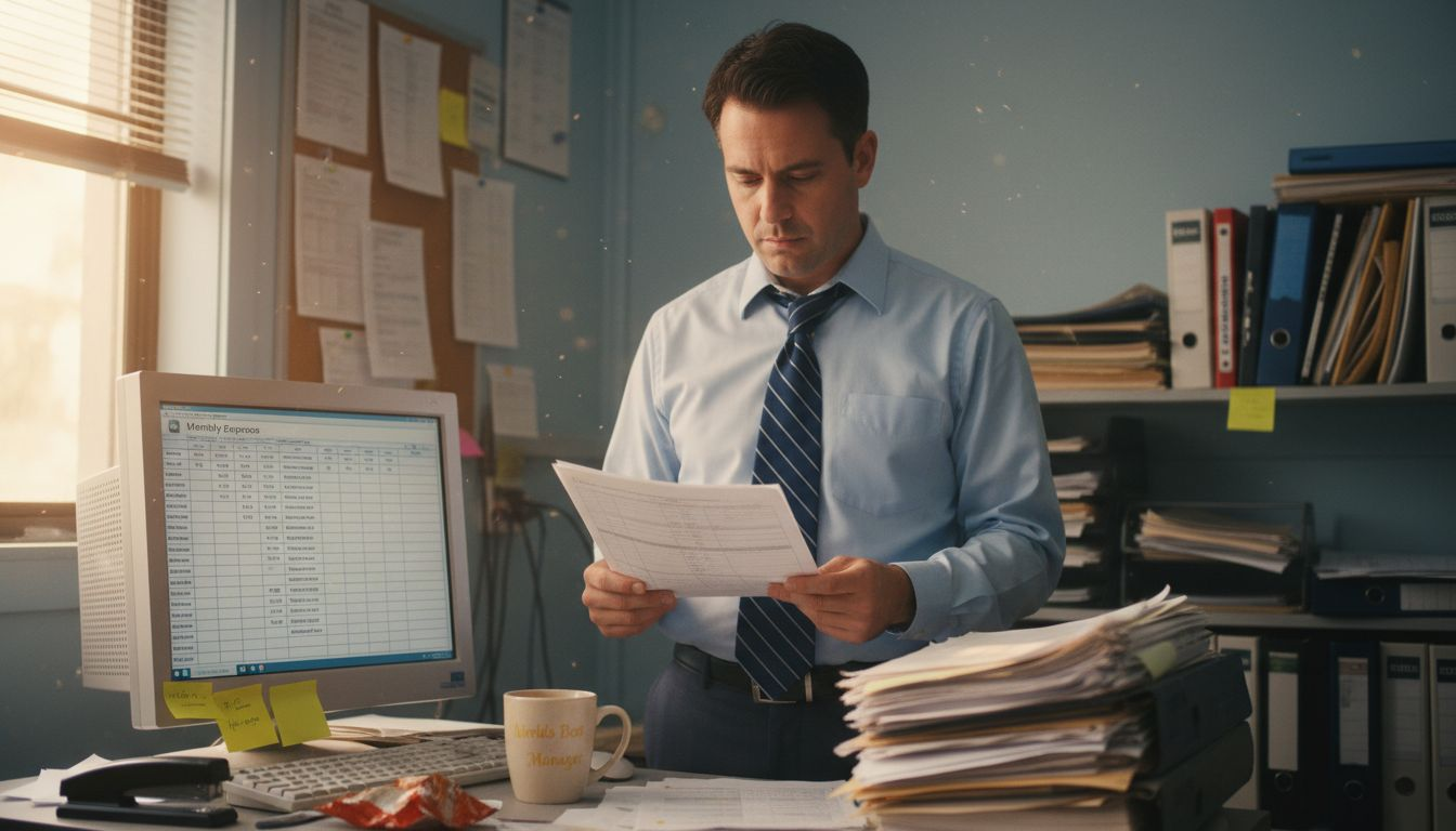 Property manager reviewing monthly expense reports