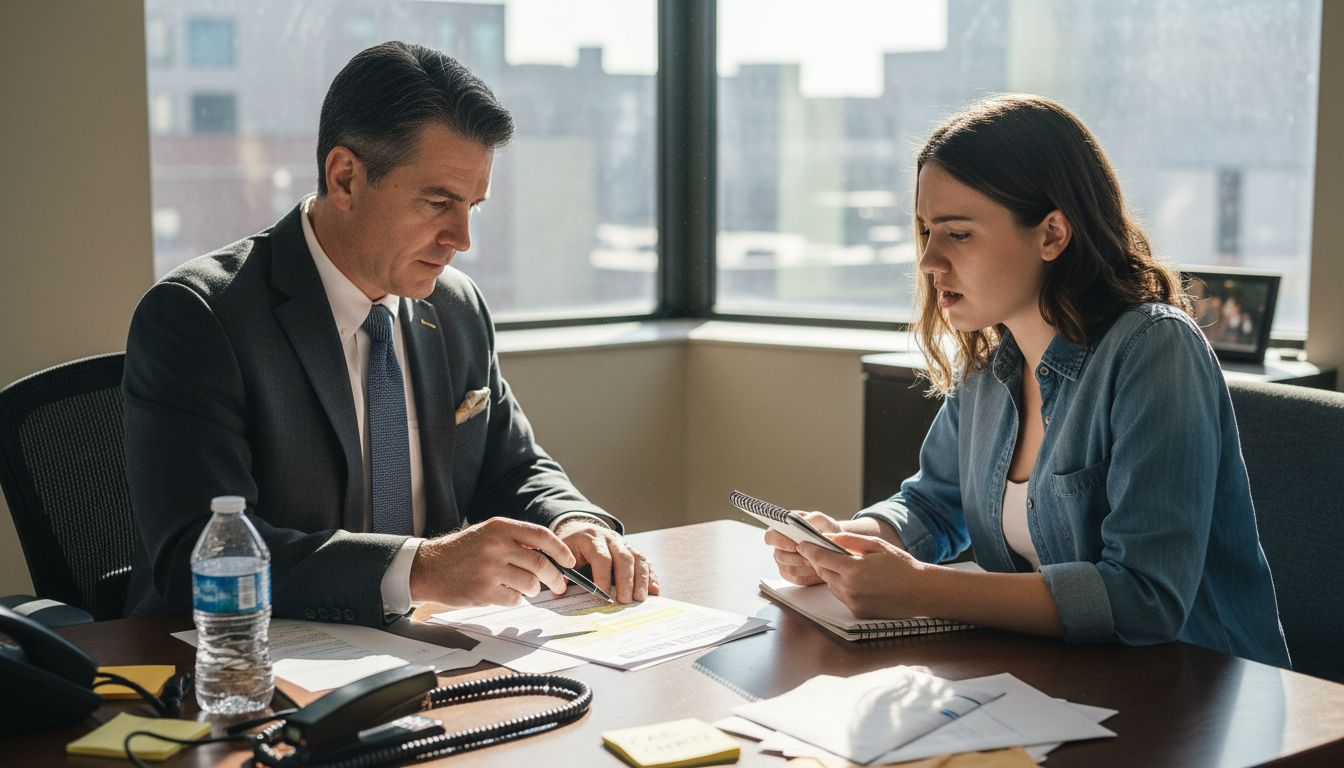 Loan officer explains financing options to client