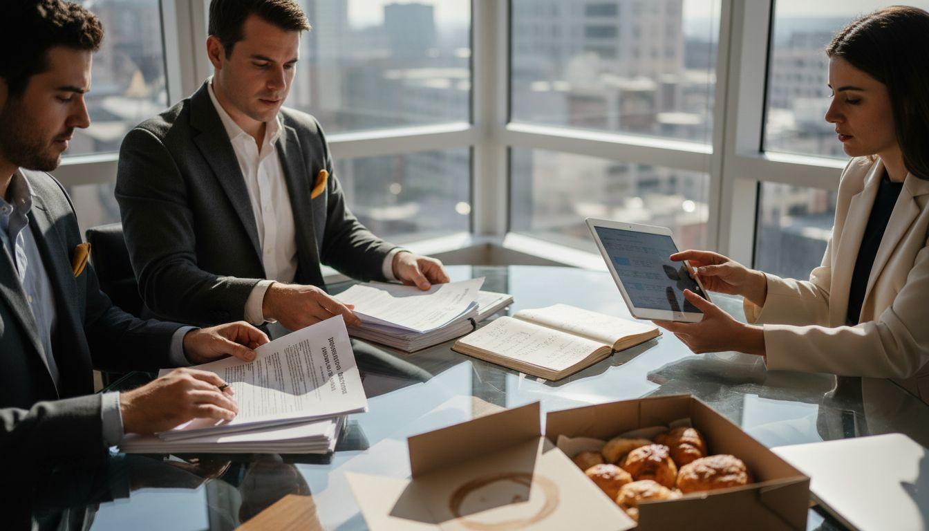 Investors collaborate and share resources in office