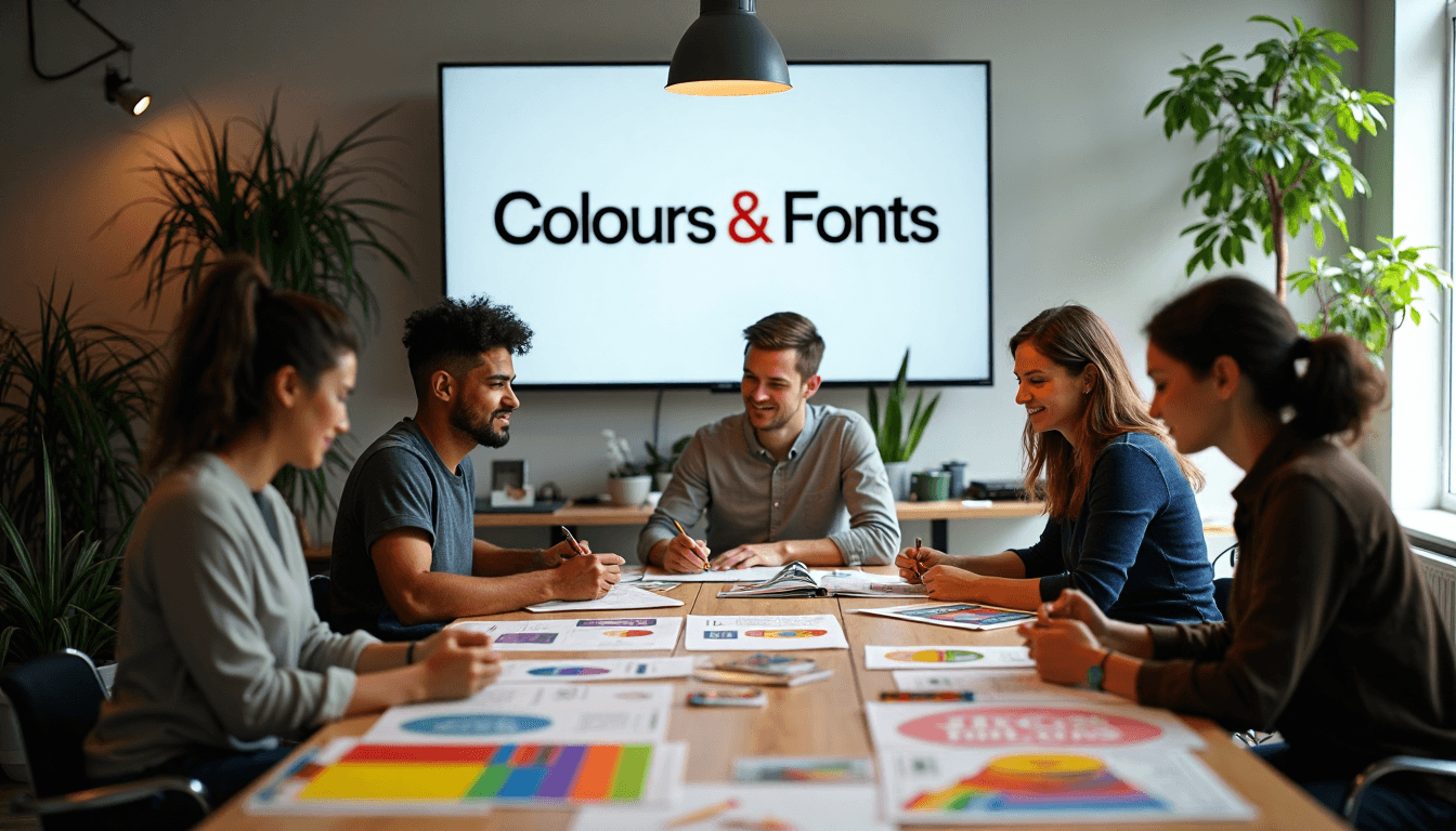 Designers discuss signage in bright creative studio
