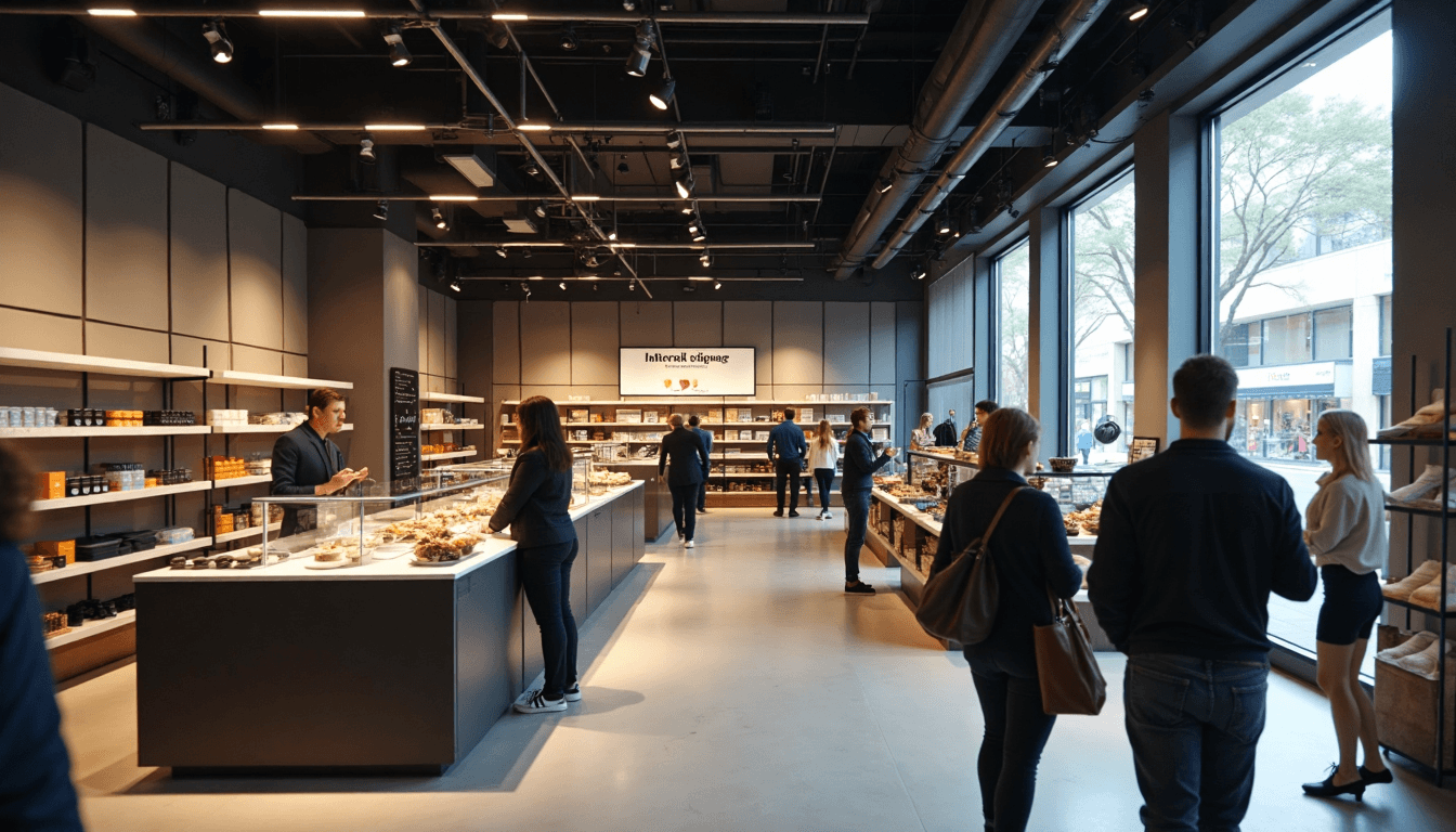 Interior retail signage guides shoppers and staff