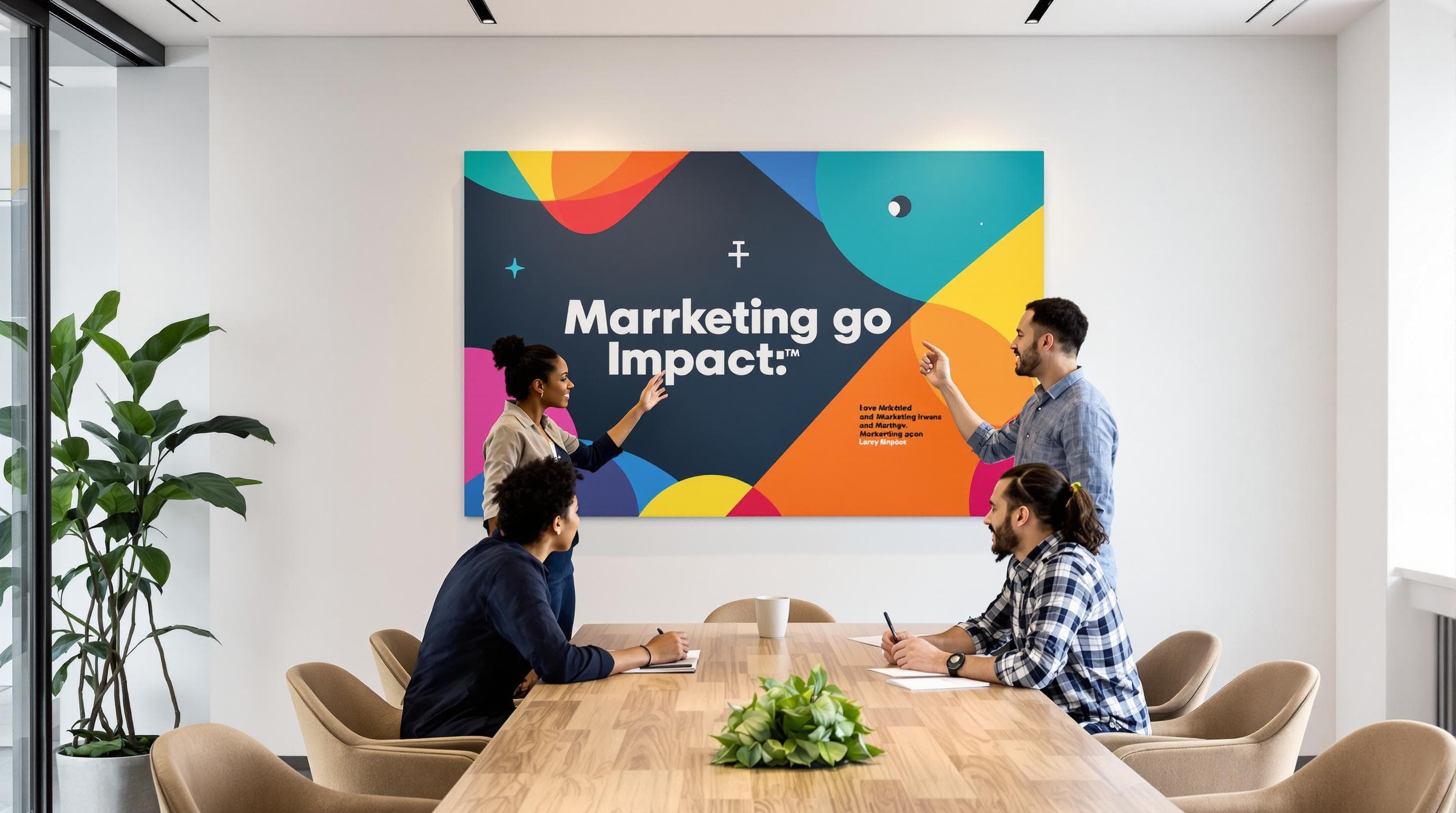 London office meeting focused on large format wall print branding
