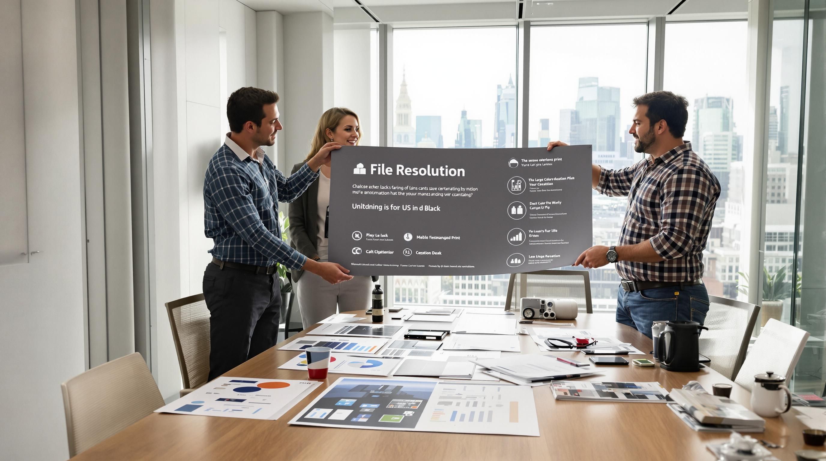 team reviewing print samples