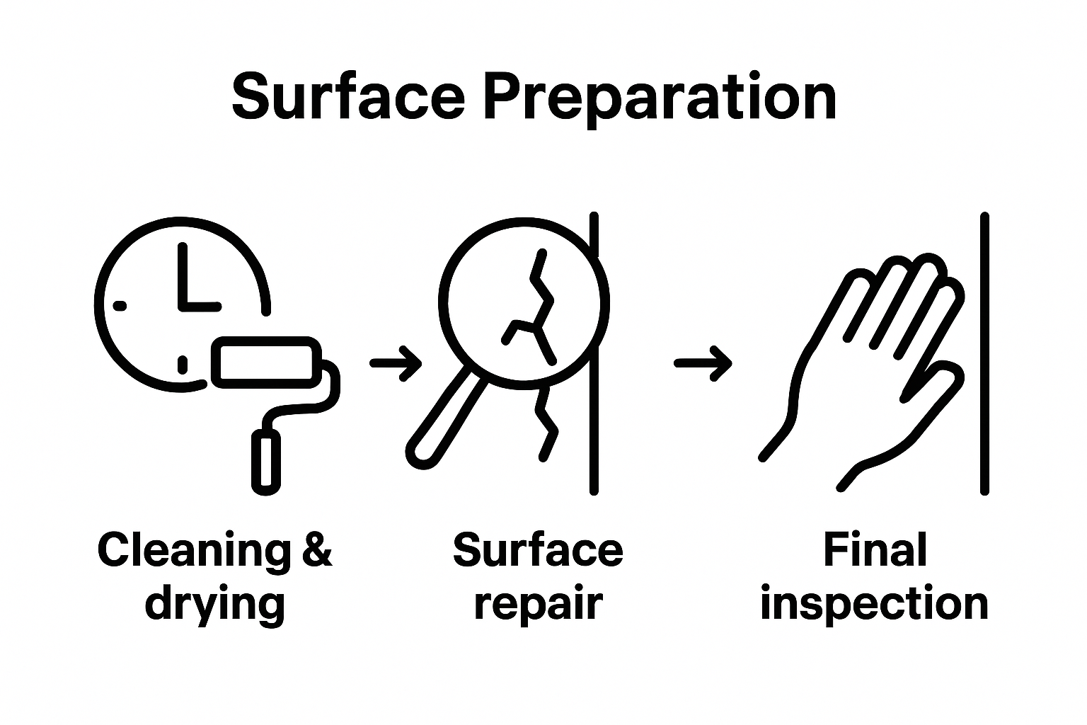 Infographic showing cleaning, repairing, and inspecting wall before sign installation