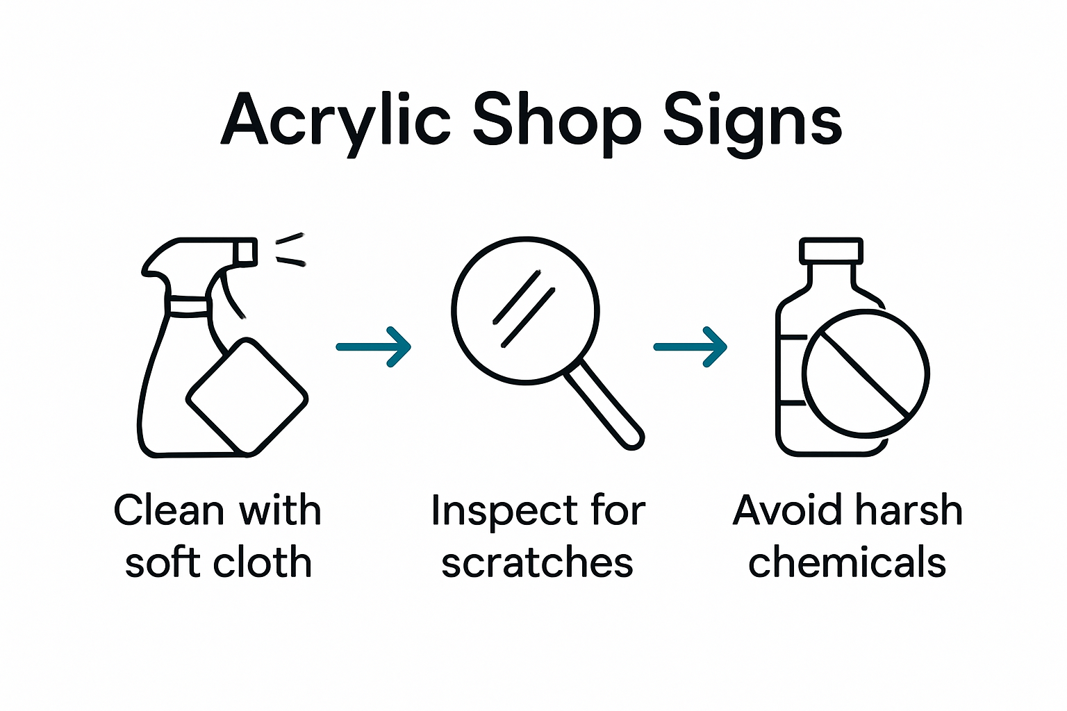 Infographic on maintaining acrylic shop signs