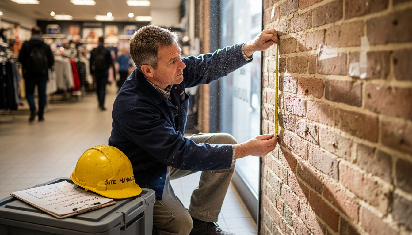 Measuring wall for sign installation
