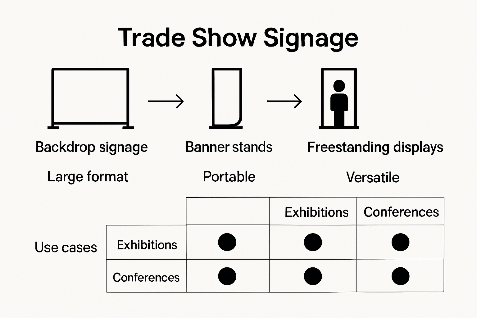 Infographic comparing trade show signage types