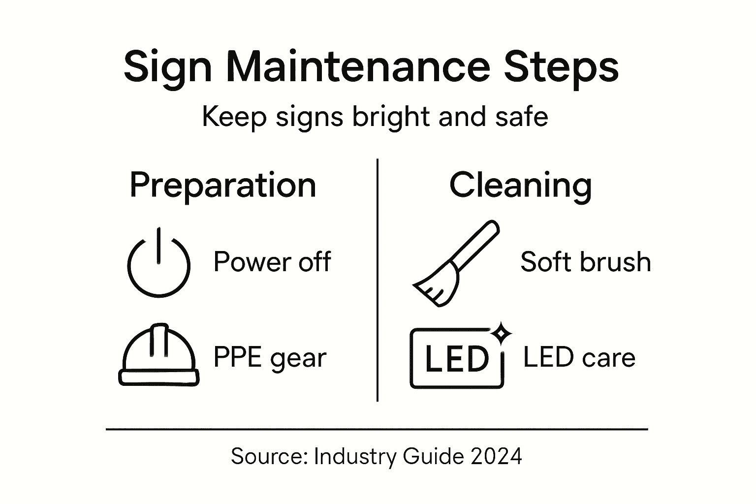 Infographic with sign maintenance steps and tools