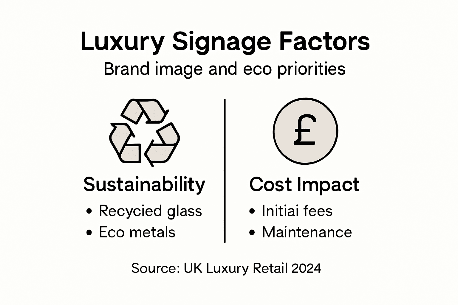 Infographic on luxury signage sustainability and cost