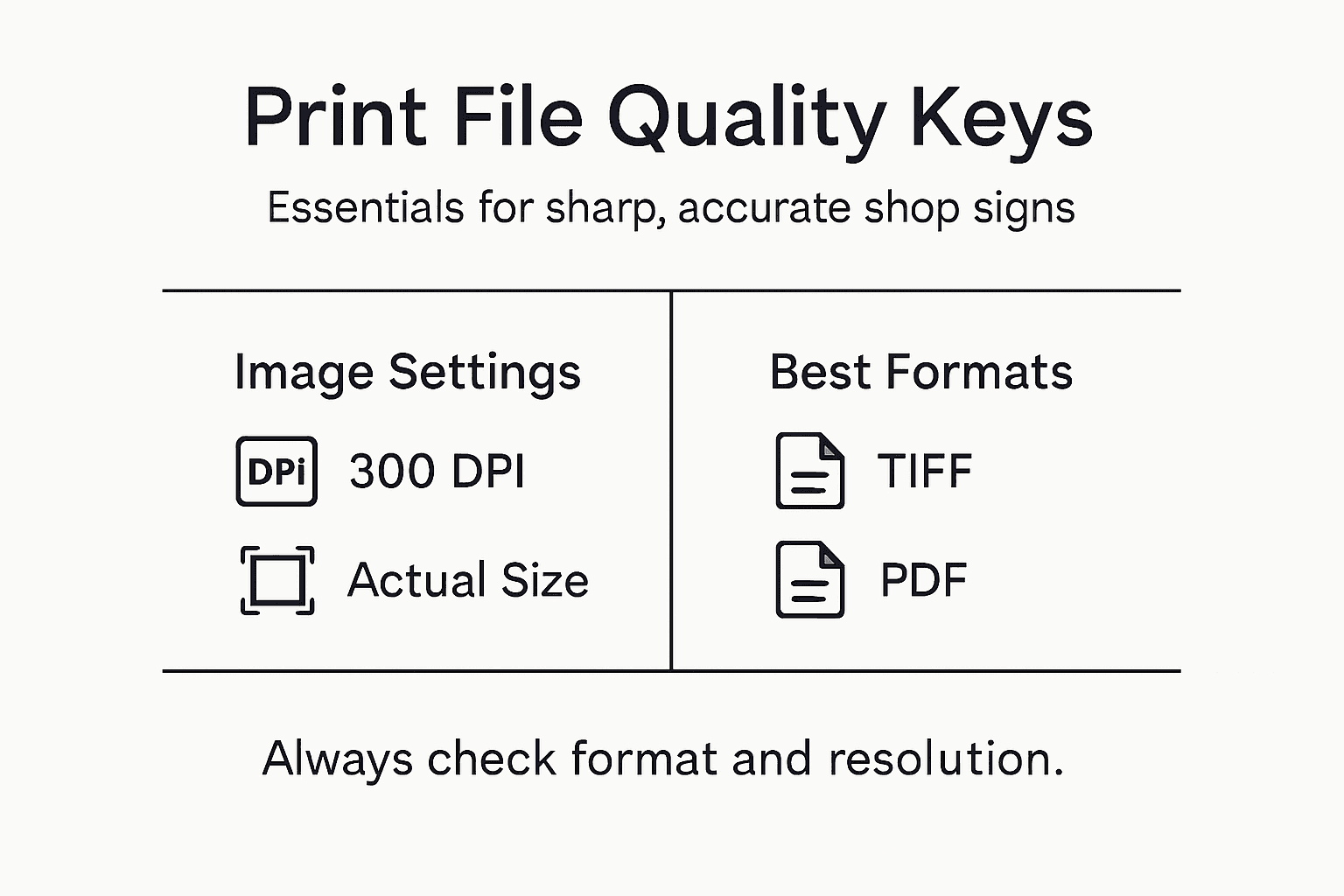 Infographic showing print file quality essentials
