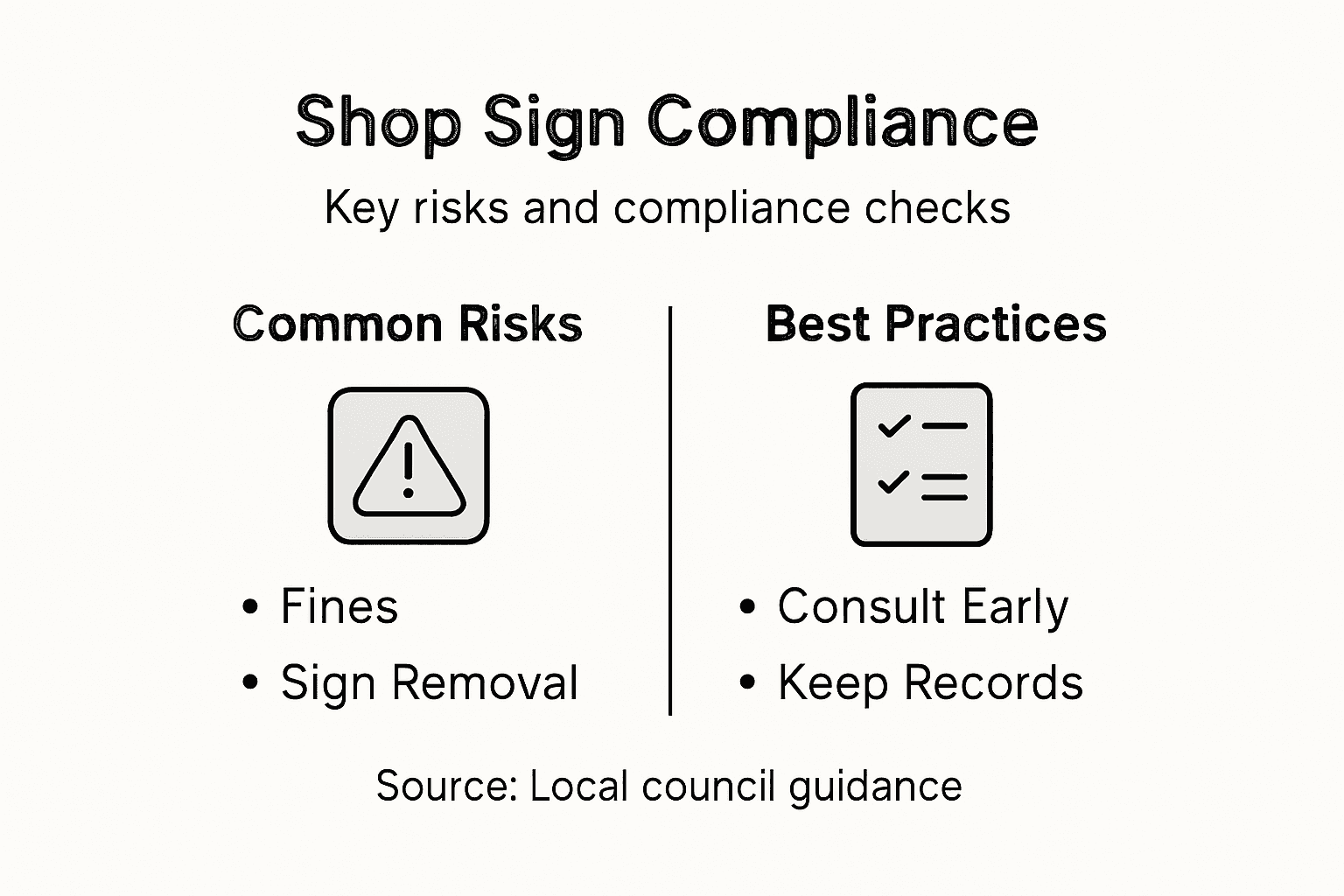 Infographic showing risks and best practices for signage
