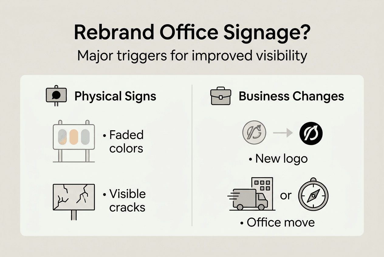 Infographic on signage rebranding major triggers