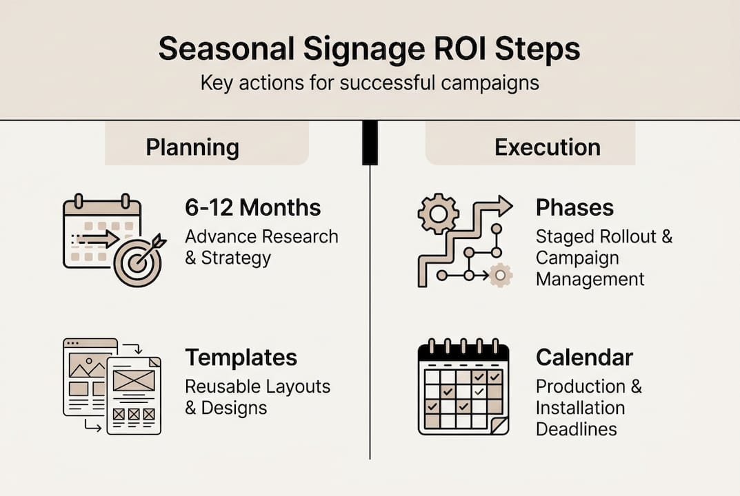 Infographic showing signage planning and execution steps