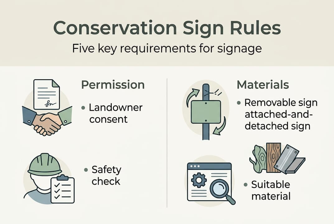 Infographic showing sign rules and requirements