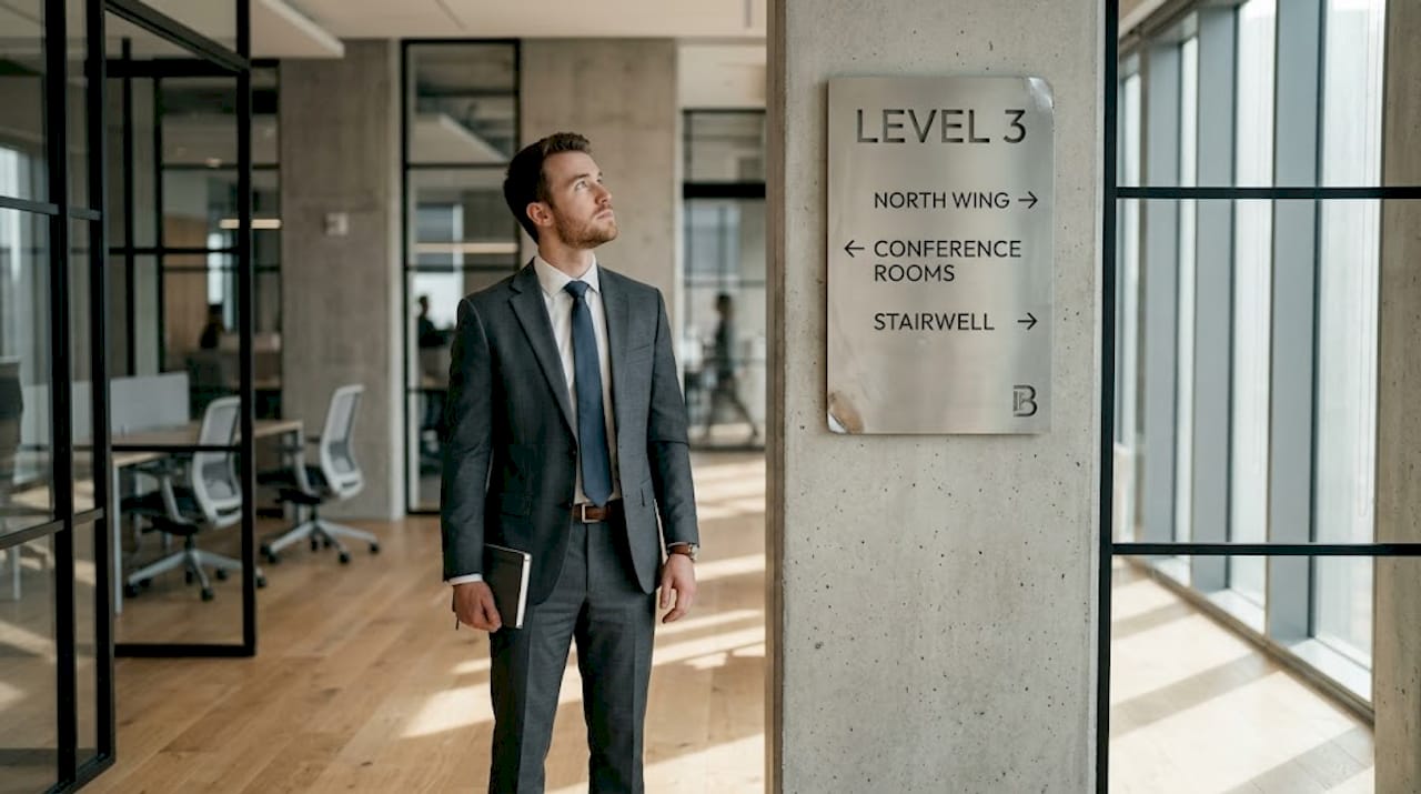 Professional reading hallway directional sign