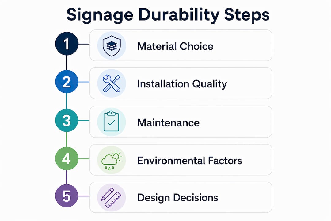 Infographic showing key steps affecting signage durability