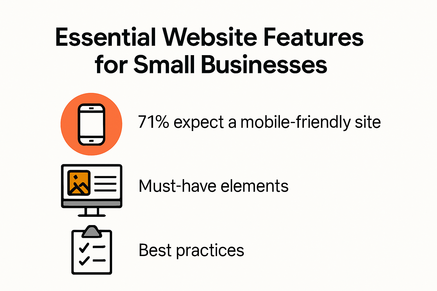 Infographic showing top website features for affordable business sites