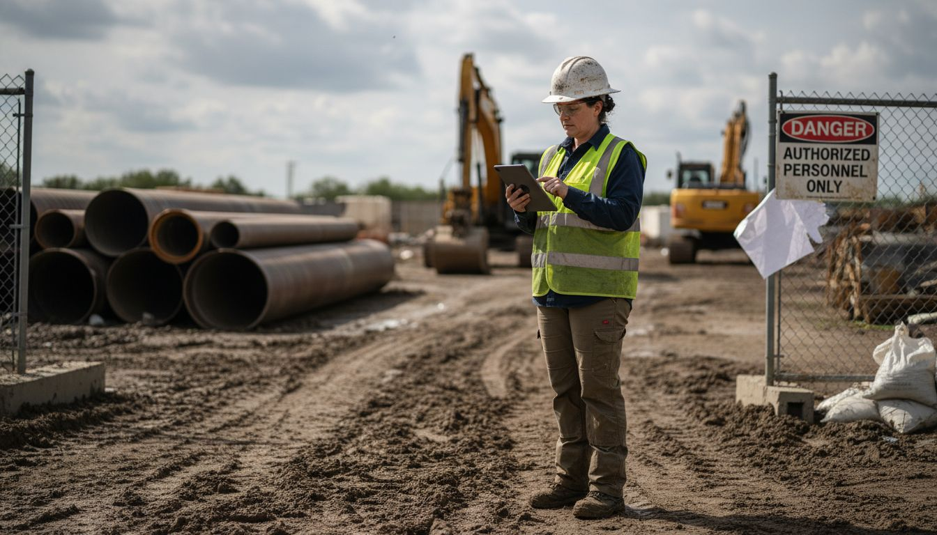 Engineer performing risk assessment at construction site