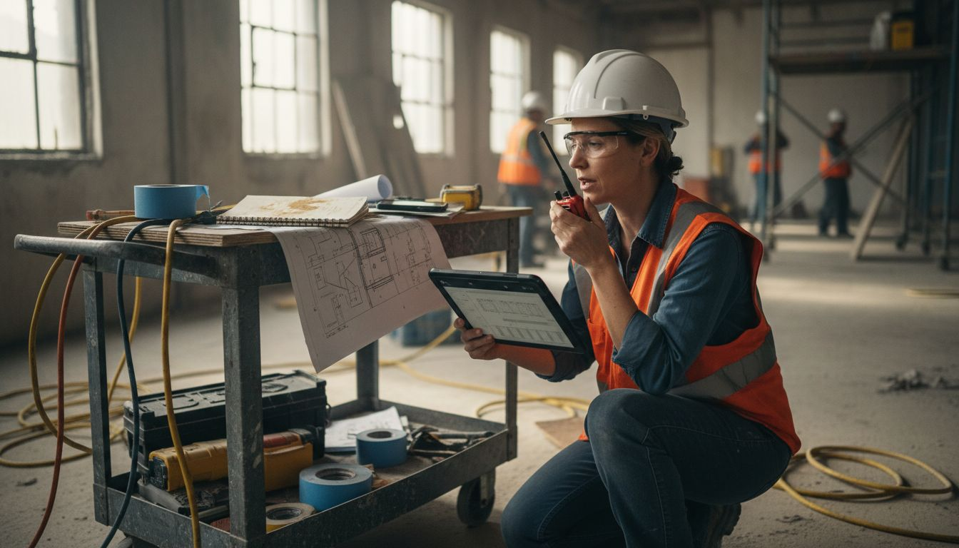 Supervisor multitasking on active renovation site
