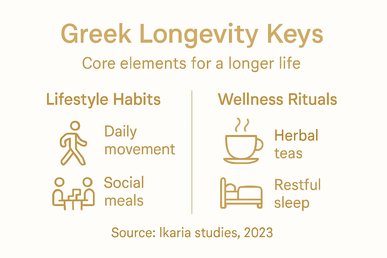 Infographic showing Greek longevity lifestyle overview