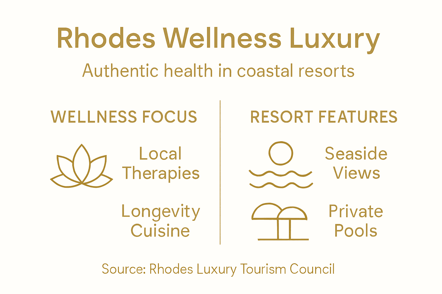 Infographic summarizing Rhodes luxury wellness