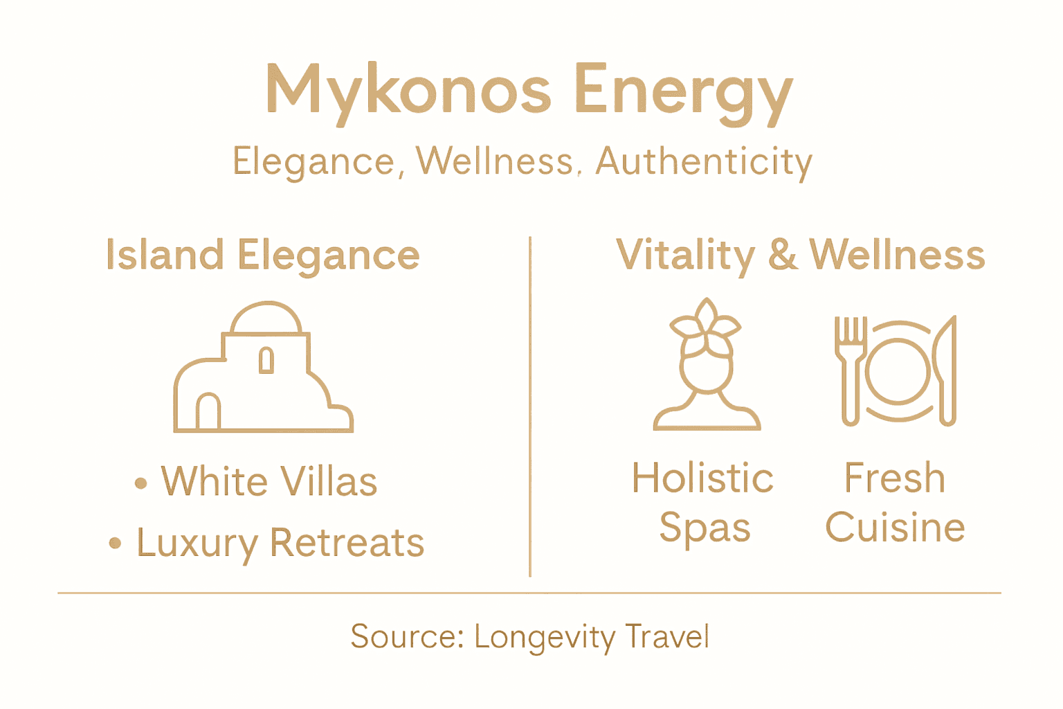 Infographic showing Mykonos elegance and wellness