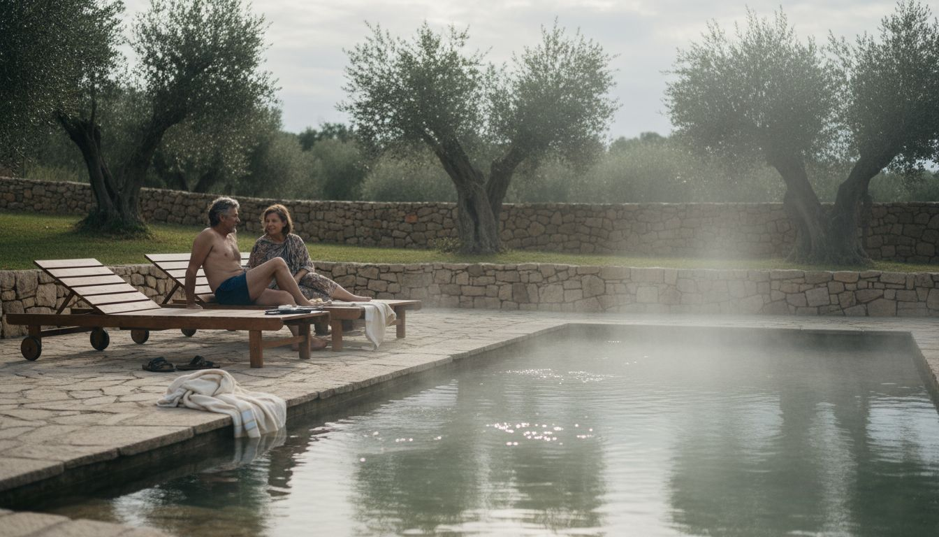 Gostje uživajo v sproščujočem grškem wellnessu na prostem.