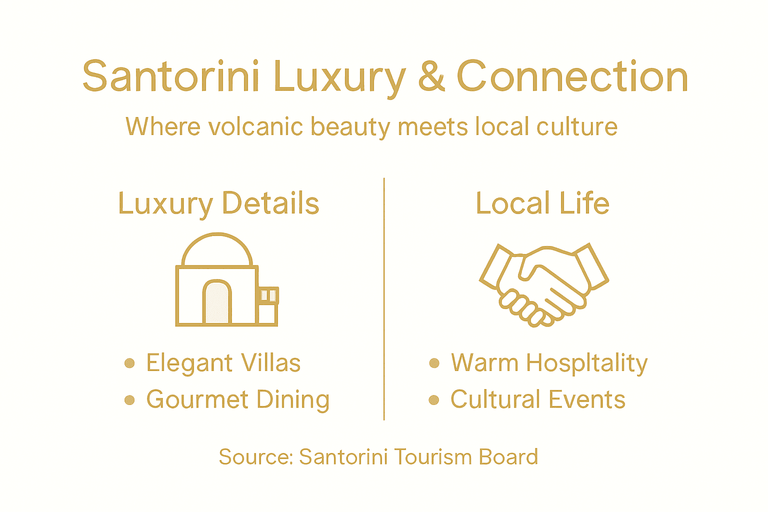 Infographic summarizing Santorini luxury and local life