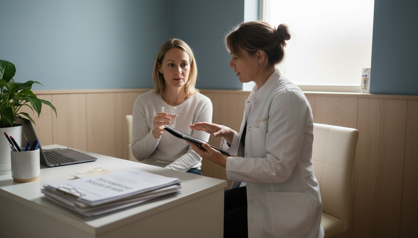 Practitioner assessing anti-aging wellness results