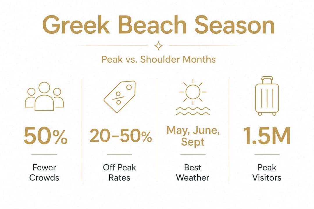Infografika, ki prikazuje statistiko grške plažne sezone